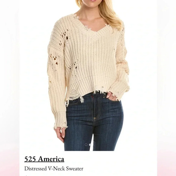 525 Distressed V neck sweater - Picture 2 of 6